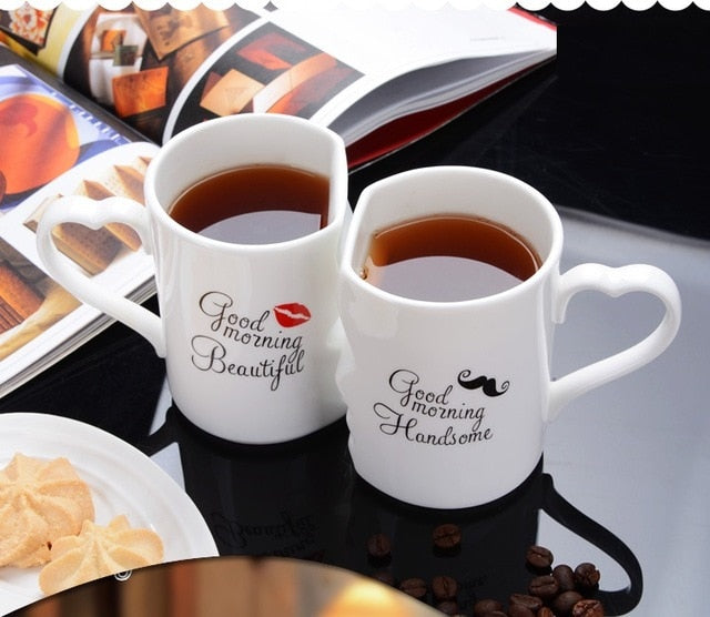 2Pcs/Set Couple Cup Ceramic Kiss Mug Valentine's Day Wedding Birthday Gift - GigaWorldStore