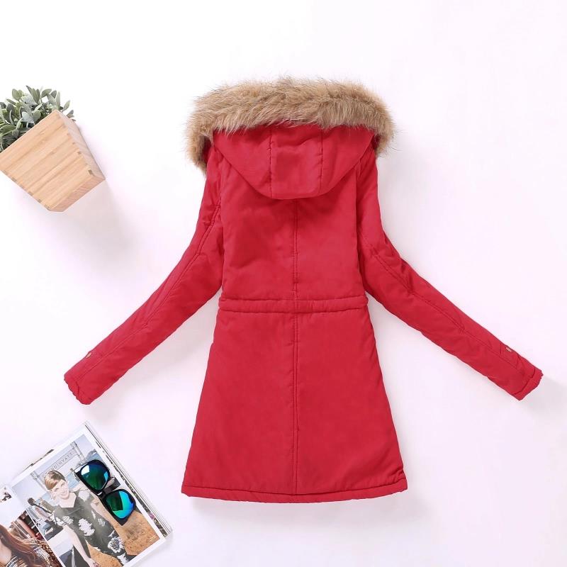 Winter Padded Coats Women Cotton Wadded Jacket Medium Long Parkas Thick Warm Hooded Quilt Snow Outwear