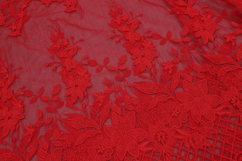 Celebrity High Quality Red Lace Sleeveless Hollow Out Long Rayon Bandage