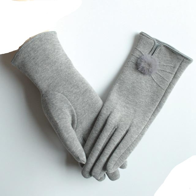Women Mink ball Wool Gloves Fashion Design Winter Gloves Trendy Elegant Soft Mittens Gloves
