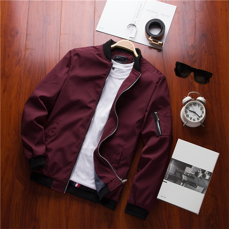 New Men's Bomber Zipper Jacket Male Casual Streetwear Hip Hop Slim Fit Pilot Coat Men Clothing - GigaWorldStore