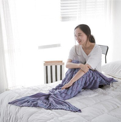 Soft Knitted Mermaid Tail Blanket Crochet Handmade Sleeping Bag