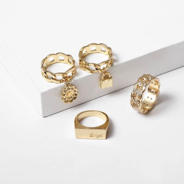 Boho Full Crystal Summer Wedding Rings Women Punk Vintage Jewelry Gift