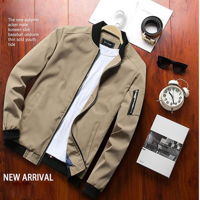 New Men's Bomber Zipper Jacket Male Casual Streetwear Hip Hop Slim Fit Pilot Coat Men Clothing - GigaWorldStore