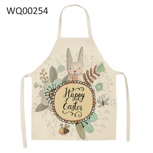 Cute Cartoon Cat Print Kitchen Apron Waterproof Cotton Linen Home Tools