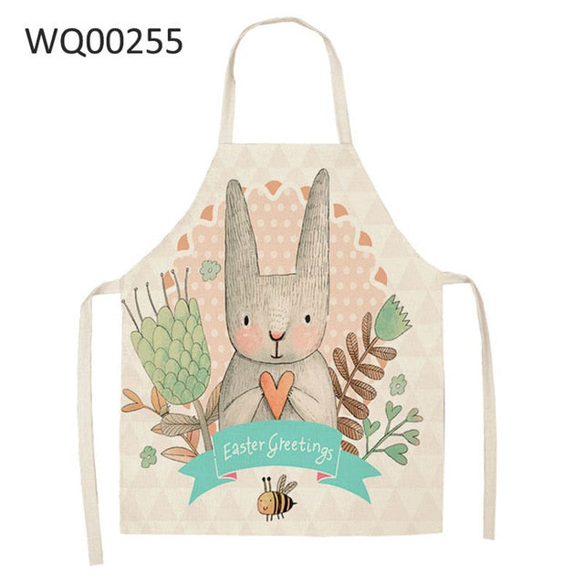 Cute Cartoon Cat Print Kitchen Apron Waterproof Cotton Linen Home Tools