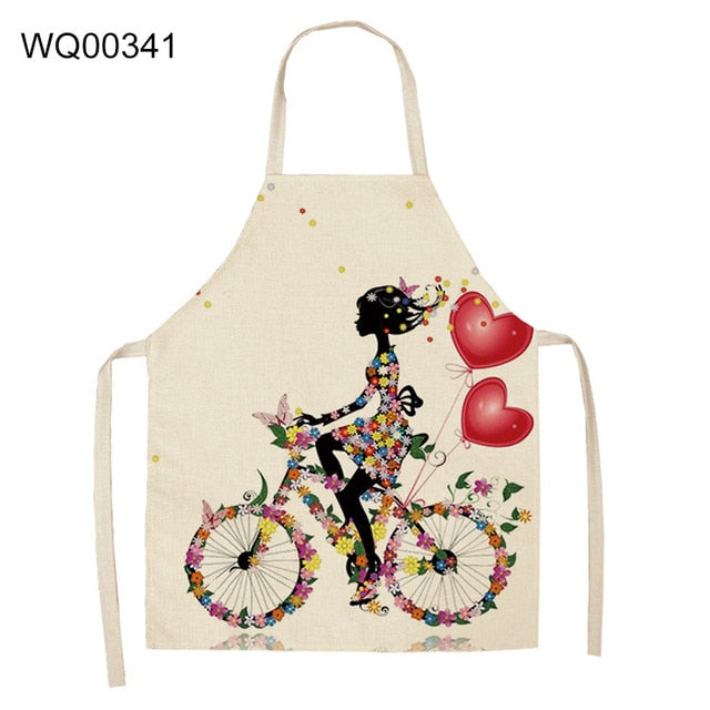 Delantal de cocina con estampado de dibujos animados para el hogar, delantal impermeable de algodón y lino, Herramientas de limpieza para el hogar