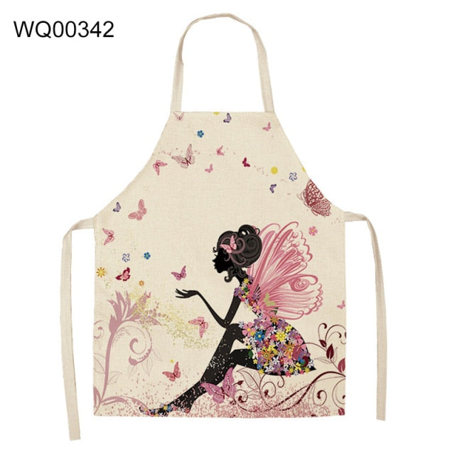 Cute Cartoon Cat Print Kitchen Apron Waterproof Cotton Linen Home Tools