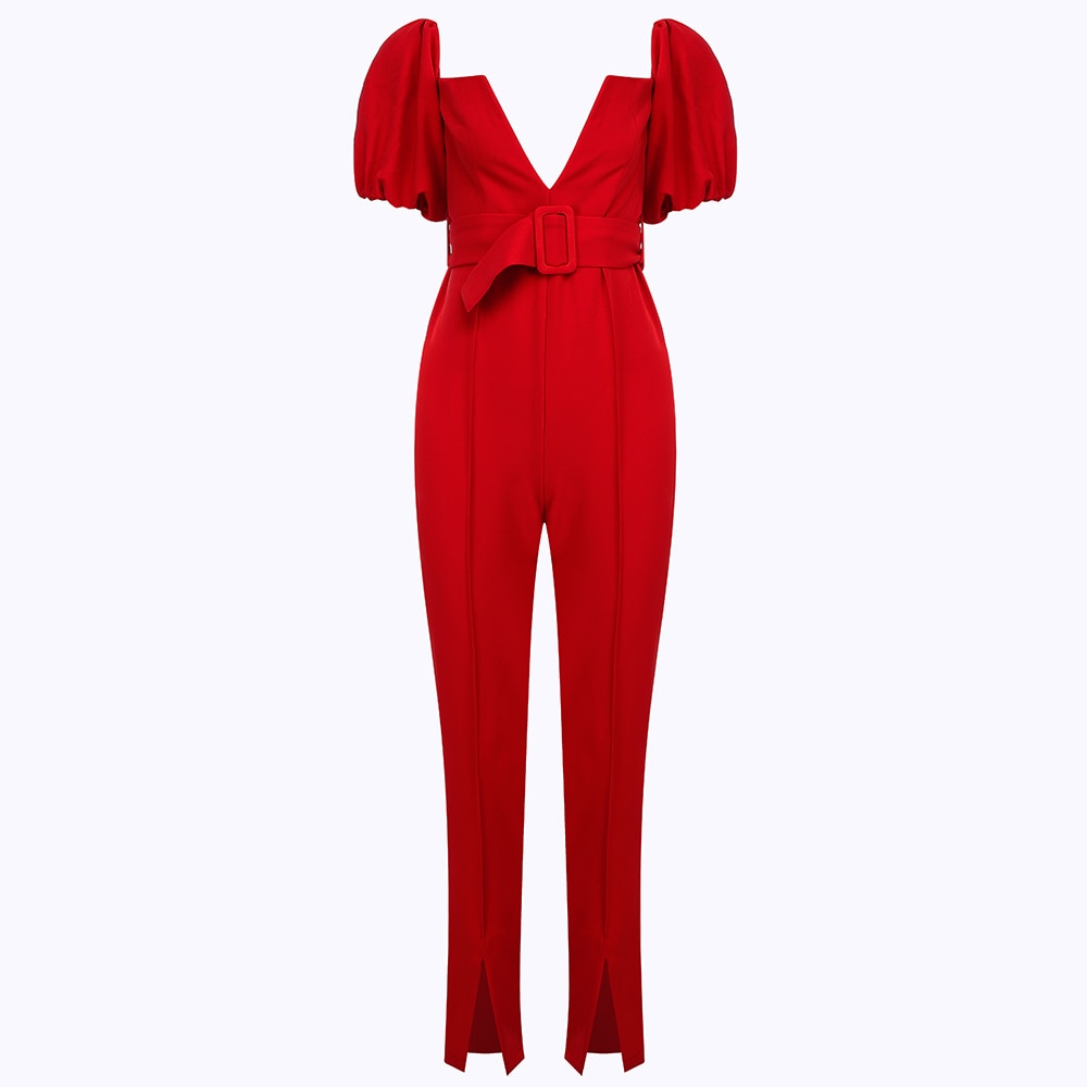 Sexy Off Shoulder Party Jumpsuit 2021 One Piece Red Bodycon Jumpsuit Club Outfits