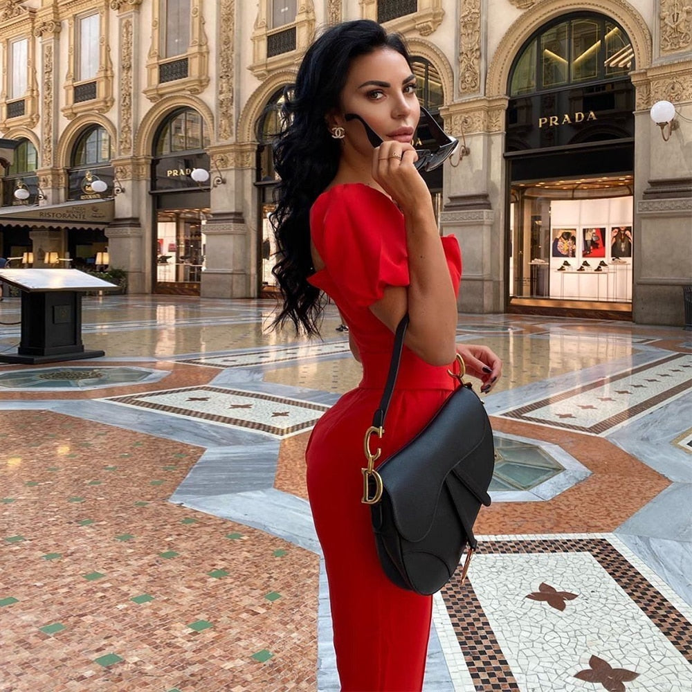 Sexy Off Shoulder Party Jumpsuit 2021 One Piece Red Bodycon Jumpsuit Club Outfits