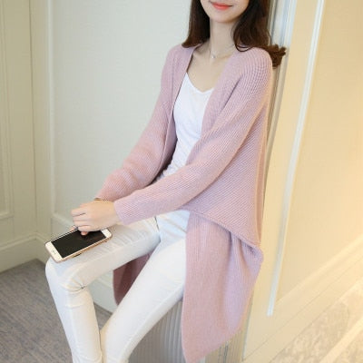 Long Cardigan Women Sweater Autumn Winter Bat Sleeve Knitted Plus Size Jacket