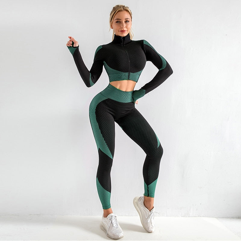 Seamless  Yoga Sets Female Sport Gym suits Wear Running Clothes Fitness Sport
