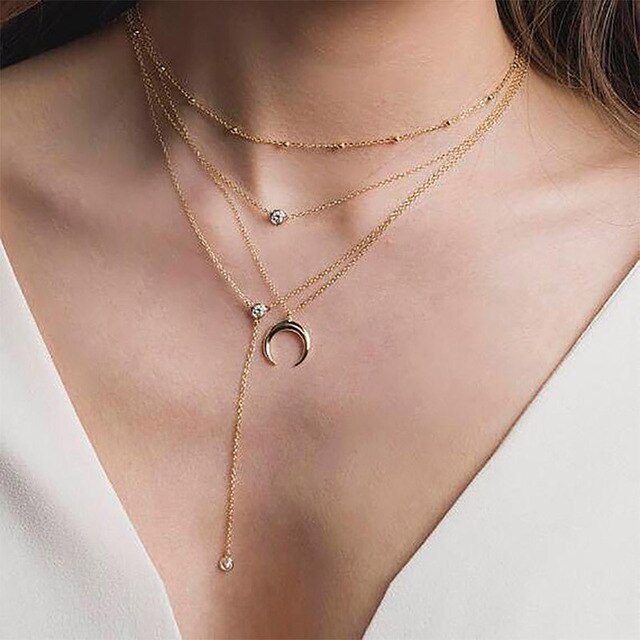 Bohemian Gold Moon Choker Chains Statement Star Map Heart Pendant Necklaces