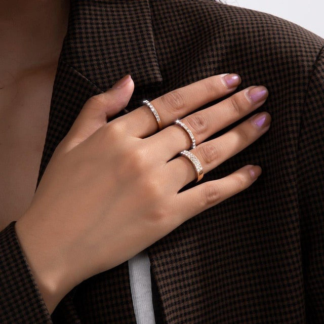 Boho Full Crystal Summer Wedding Rings Women Punk Vintage Jewelry Gift