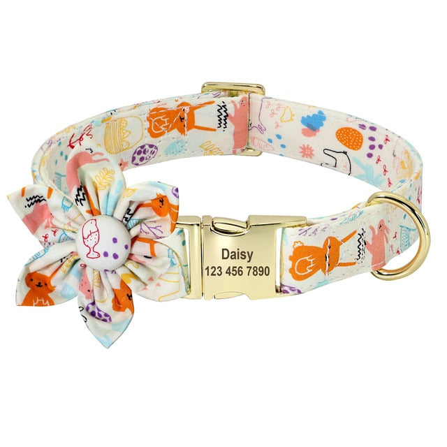 Pet Puppy Cat Collar Custom Nylon Printed Dog Nameplate Personalized Tag Collars