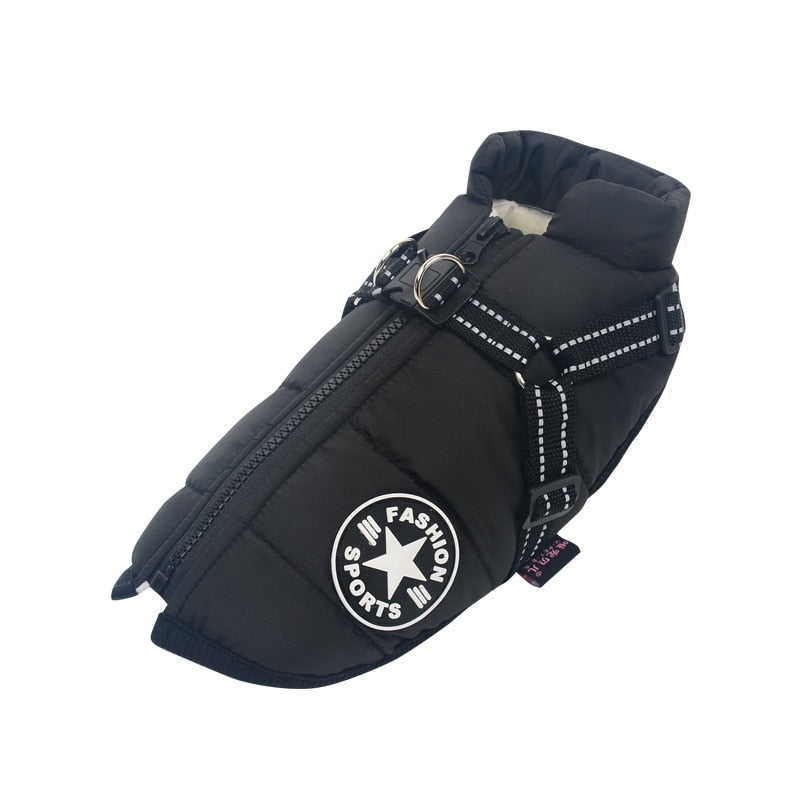 Large Pet Dog Jacket With Harness Winter Warm Dog Clothes Waterproof Big Dog Coat