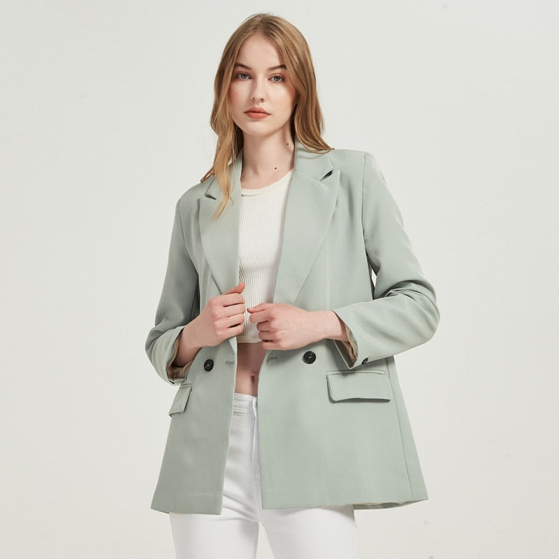 Chaqueta informal para mujer, abrigo decorativo con bolsillos y dos botones, color sólido, Otoño e Invierno, Blazer