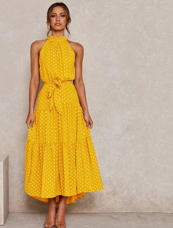Summer Long Dress Polka Dot Casual Dresses Sundress Vacation Clothes For Women