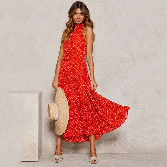 Summer Long Dress Polka Dot Casual Dresses Sundress Vacation Clothes For Women