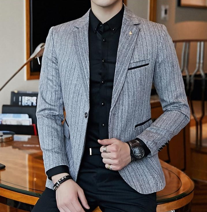 Striped Blazer Men Slim Fit Blazer Business Casual Men Stylish Blazer