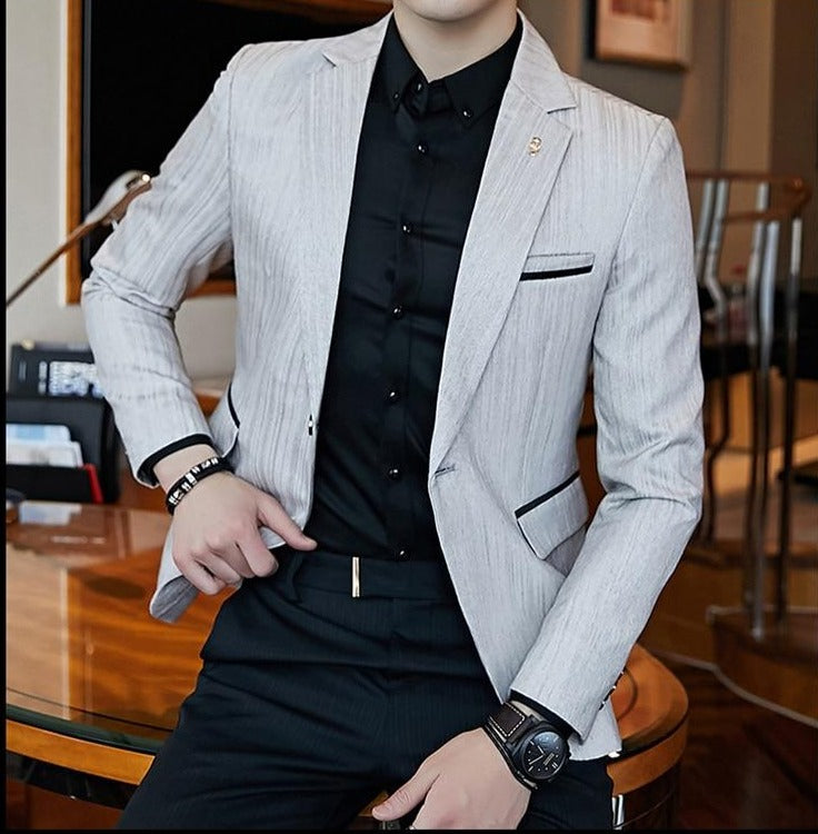 Striped Blazer Men Slim Fit Blazer Business Casual Men Stylish Blazer