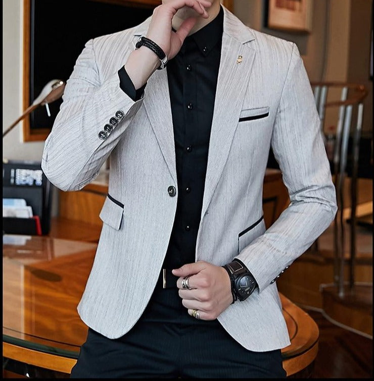 Striped Blazer Men Slim Fit Blazer Business Casual Men Stylish Blazer