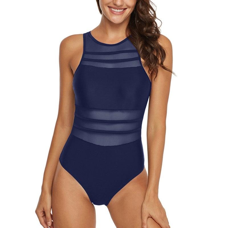 Black Mesh One Piece Swimsuit 2021 Women Swimwear Plus Size Swimwear
