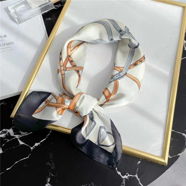 Square Scarf for Women Silk Feeling Hair Band Foulard Office Neckerchief Bandana