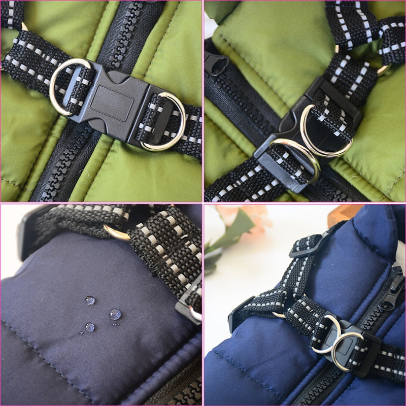 Large Pet Dog Jacket With Harness Winter Warm Dog Clothes Waterproof Big Dog Coat