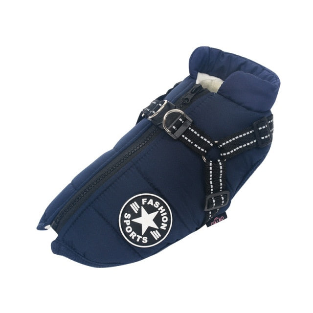Large Pet Dog Jacket With Harness Winter Warm Dog Clothes Waterproof Big Dog Coat
