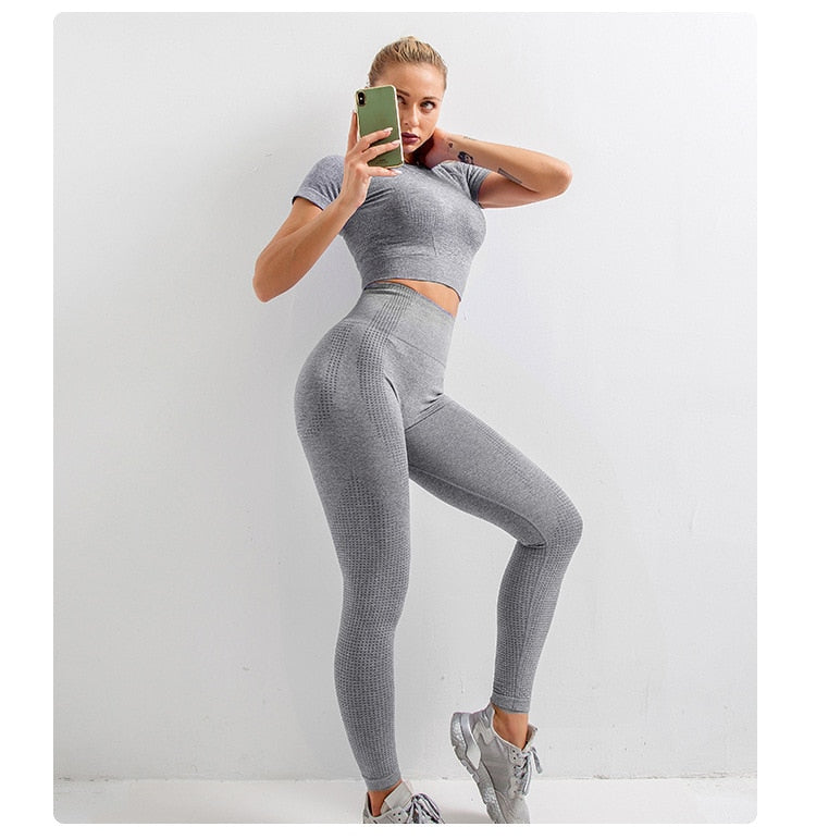 Sportswear Yoga Set Gym Clothing Tracksuit Crop Top High Waist Seamless Leggings