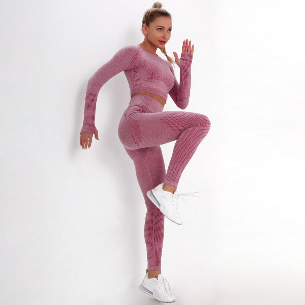 Sportswear Yoga Set Gym Clothing Tracksuit Crop Top High Waist Seamless Leggings