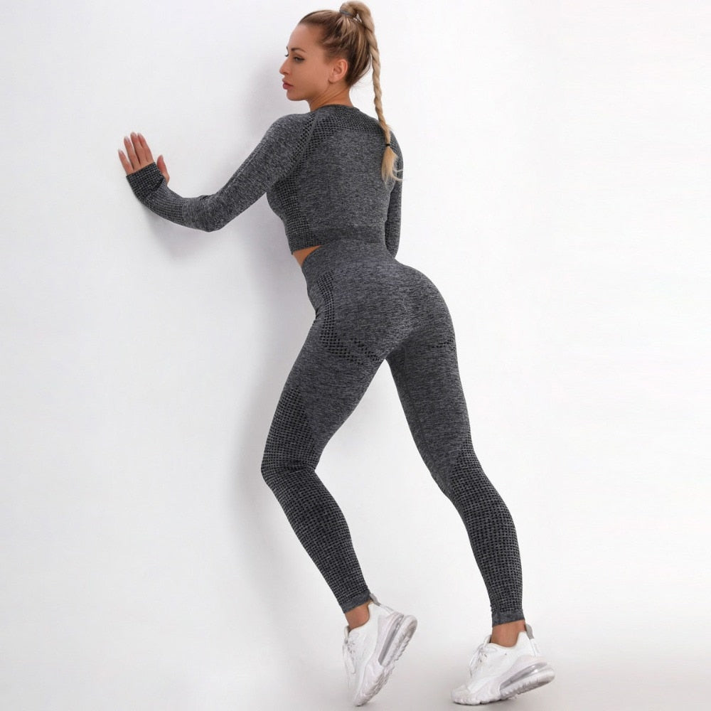 Sportswear Yoga Set Gym Clothing Tracksuit Crop Top High Waist Seamless Leggings