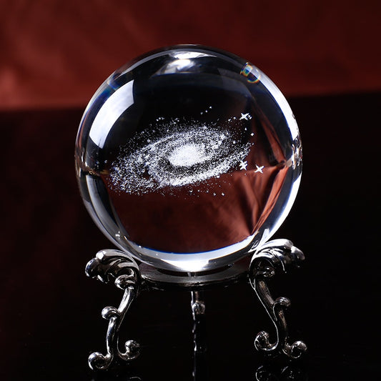 Esfera de cristal con grabado láser 3D para decoración del hogar, esferas de cristal de de galaxia