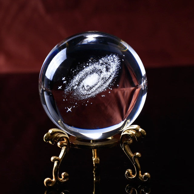Esfera de cristal con grabado láser 3D para decoración del hogar, esferas de cristal de de galaxia
