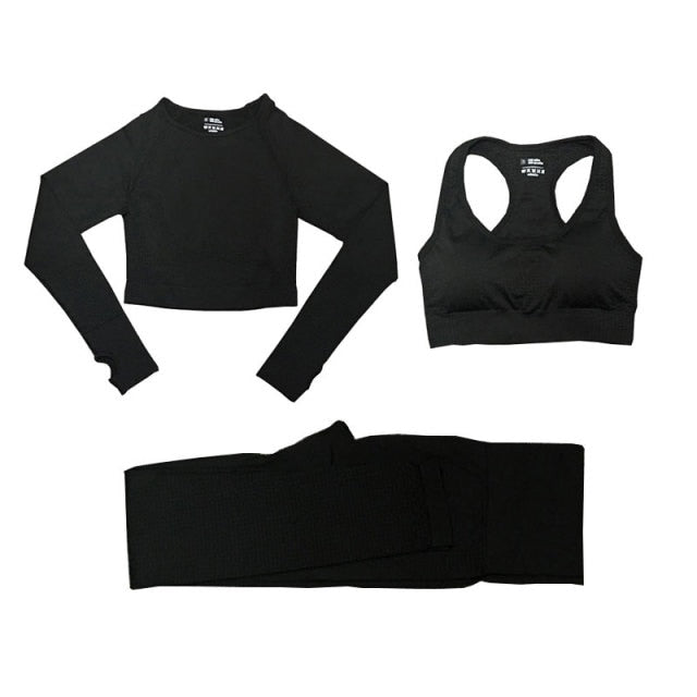 Sportswear Yoga Set Gym Clothing Tracksuit Crop Top High Waist Seamless Leggings