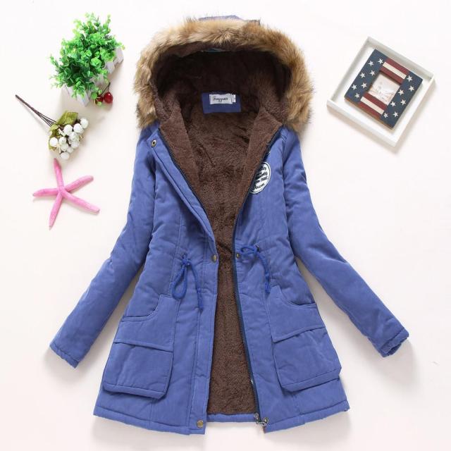 Winter Padded Coats Women Cotton Wadded Jacket Medium Long Parkas Thick Warm Hooded Quilt Snow Outwear