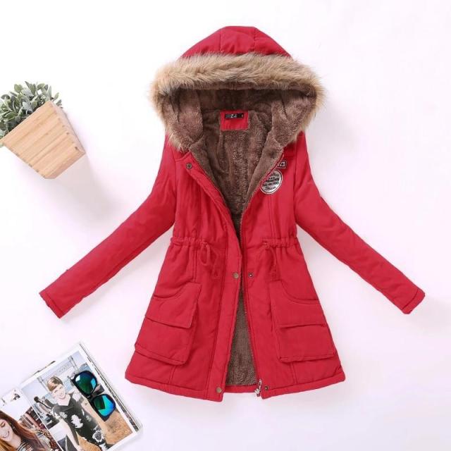 Winter Padded Coats Women Cotton Wadded Jacket Medium Long Parkas Thick Warm Hooded Quilt Snow Outwear
