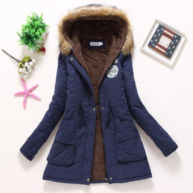 Winter Padded Coats Women Cotton Wadded Jacket Medium Long Parkas Thick Warm Hooded Quilt Snow Outwear