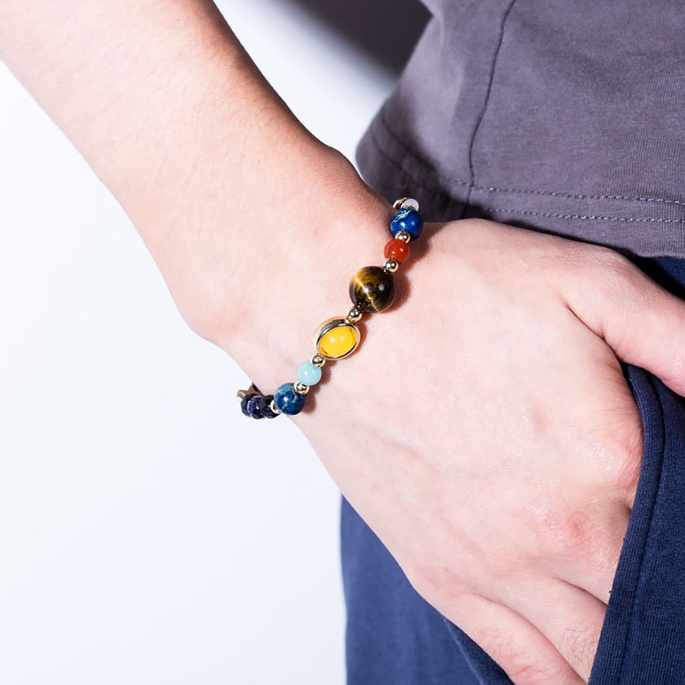 Universe Planets Beads Bangles & Bracelets Fashion Jewelry Natural Solar System - GigaWorldStore