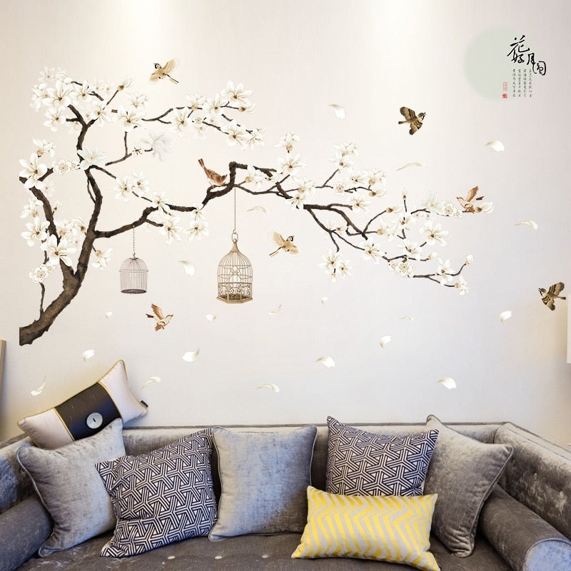 Tree Wall Stickers Birds Flower -Home Decor Wallpapers - GigaWorldStore