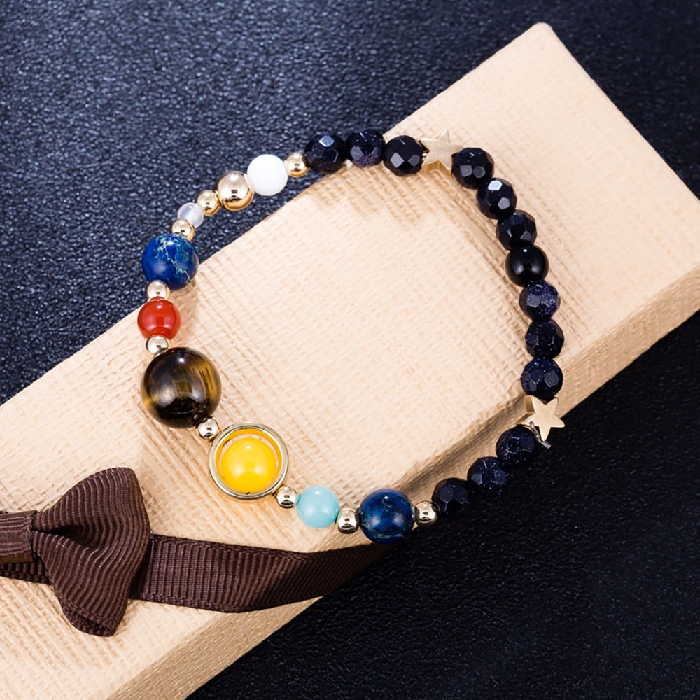 Universe Planets Beads Bangles & Bracelets Fashion Jewelry Natural Solar System - GigaWorldStore