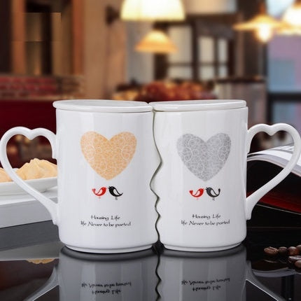 2Pcs/Set Couple Cup Ceramic Kiss Mug Valentine's Day Wedding Birthday Gift - GigaWorldStore
