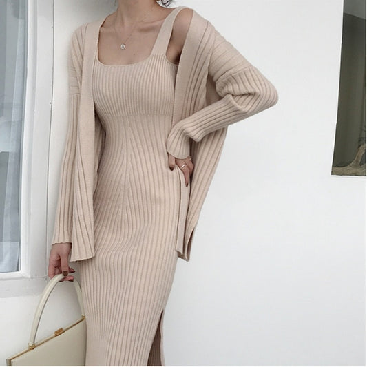 New High quality Women's Casual Long Sleeved Cardigan Two Piece Runway - GigaWorldStore